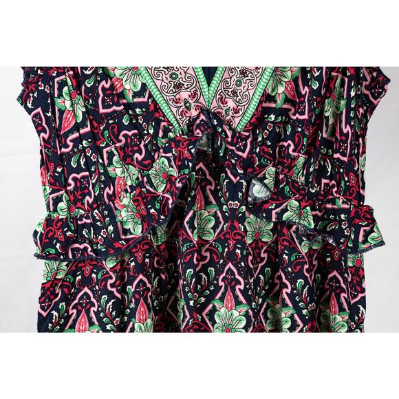 Suzanne Betro Size Small Dress Maxi Ruffled Trim V-neck Bohemian NWT - Picture 5 of 8